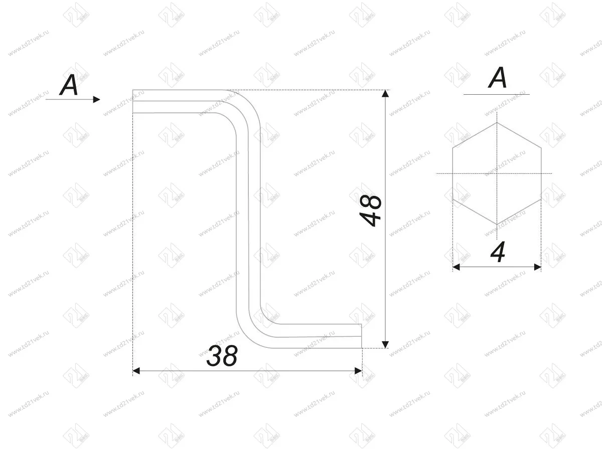 MT07/03/S4*40Zn(Ключ шестигр.S-образный), (100/500) <2500> 2