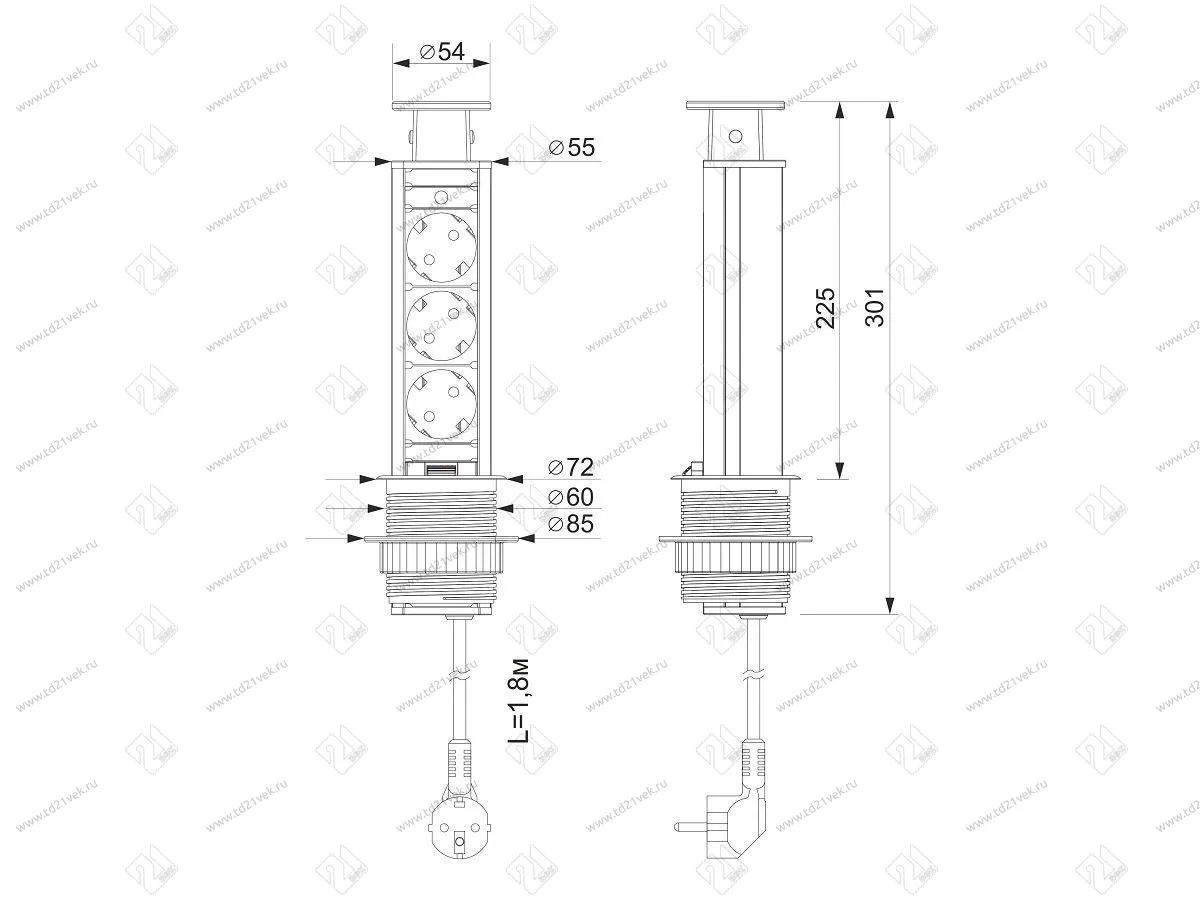 11.103.08.013 Блок розеток выдвижной POP-UP BLACK Compact, чёрный 2