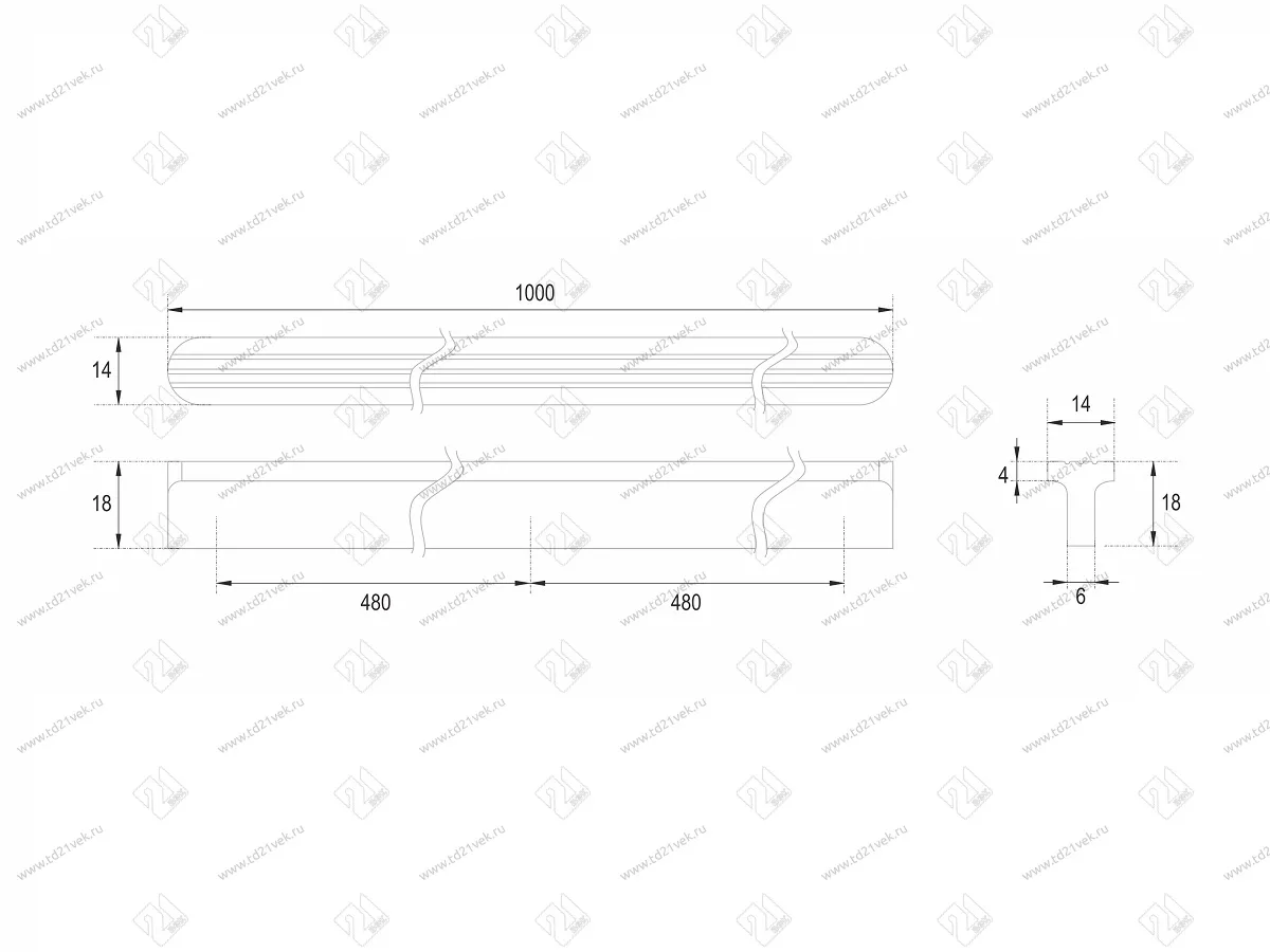 RS064BL.4/960 Ручка-скоба 960мм, чёрный матовый <5> 4