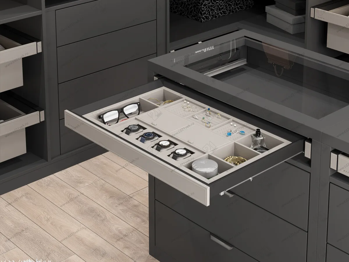 S-6417-A Ящик для ювелирных изделий в базу 800, экокожа, Starax (764x470x75 мм), антрацит 2