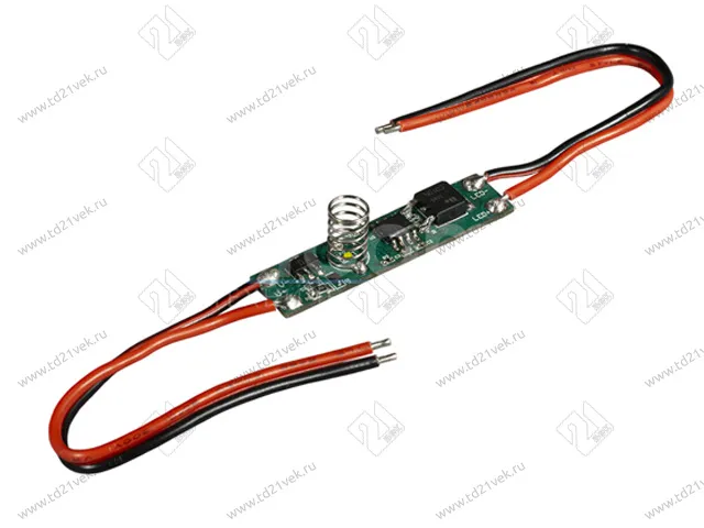 08.800.00.357 Сенсорный выключатель DPs-3W встраиваемый, с пружиной, с проводами 10см, max 12В/60Вт; 24В/120Вт, max 5А, 42*10мм 1