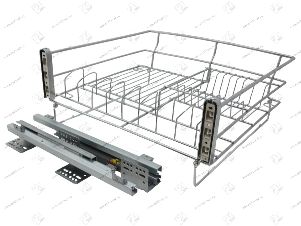Сушка для посуды 600 мм выдвижная в нижнюю базу, с доводчиком, металл, хром 1