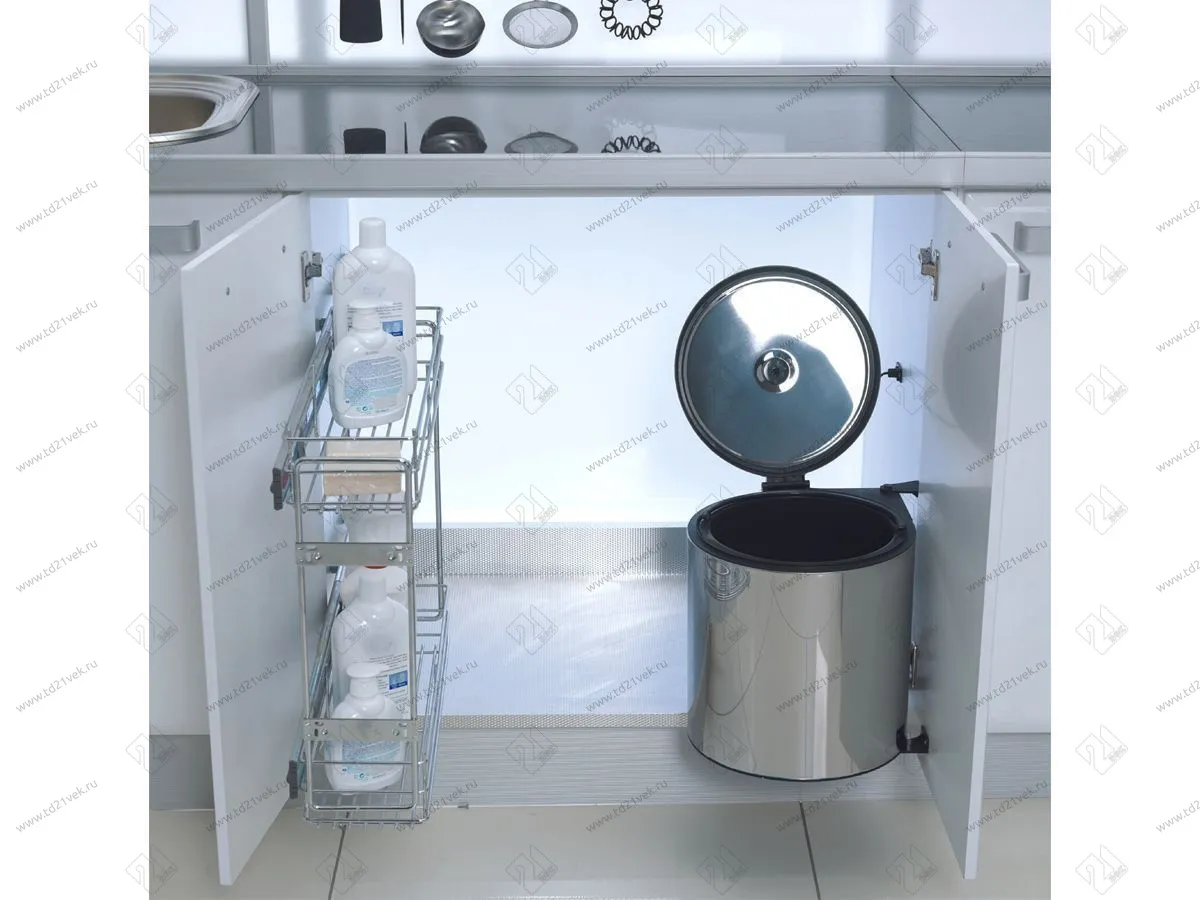 S-2251-SS Мусорное ведро, Starax Waste Bin, 10 л, (365x300x320 мм), хром 7