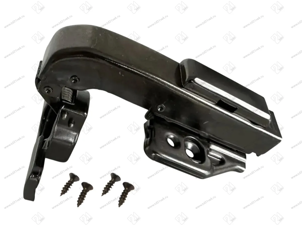 Петля угловая 90°, 48мм, планка Н=2, 3D, CLIP-ON, 2 накладки+4 самореза., с доводчиком, черный 1