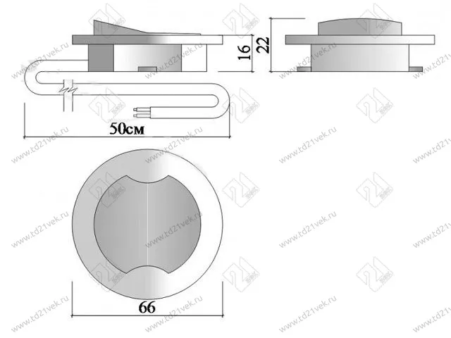 09.102.02.211 Выключатель накладной круглый D66мм 2