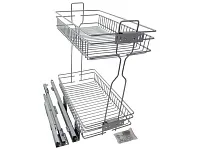 Бутылочница для кухни 300 левая, на скрытых направляющих с доводчиком / двухуровневая корзина