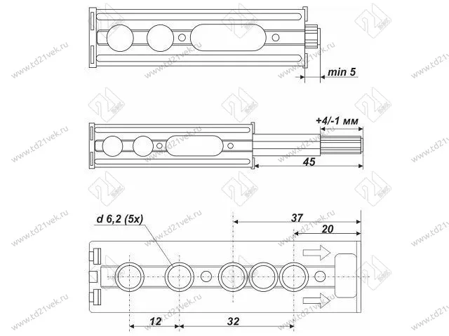 AMF13/SST  Упор-защелка фасада c толкателем push-to-open и магнитом , корпус нерж. сталь <200> 3