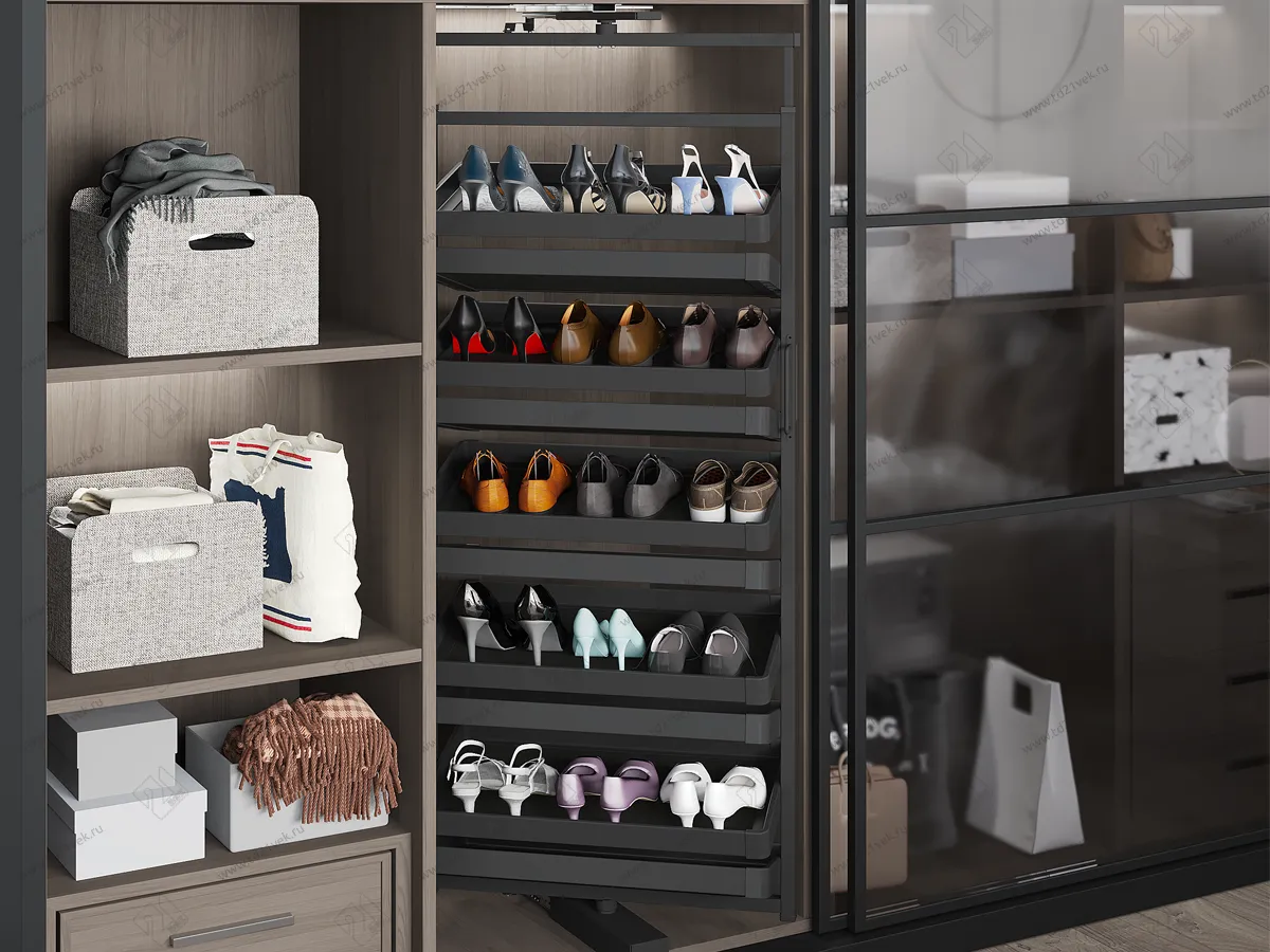 S-6831-A Поворотная обувница в базу 800 мм, Starax, (700х360х790-990 мм), антрацит 1