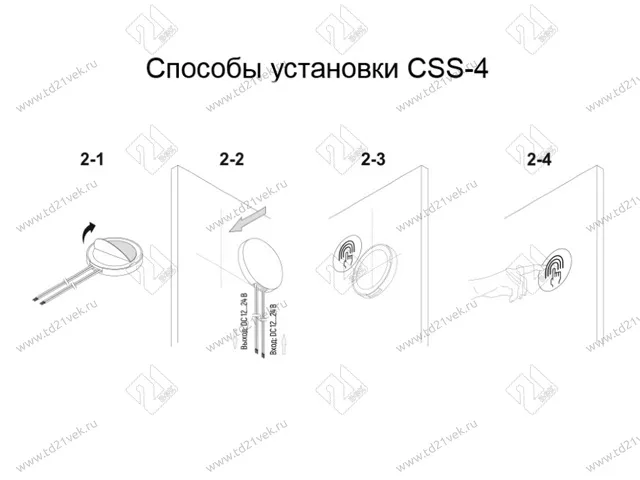 08.800.00.361 Выключатель сенсорный на касание CSS-3, 12В, max 60Вт, IP20, толщина преграды до 60мм, провод 1,5м, встроенный диммер, черный. 3