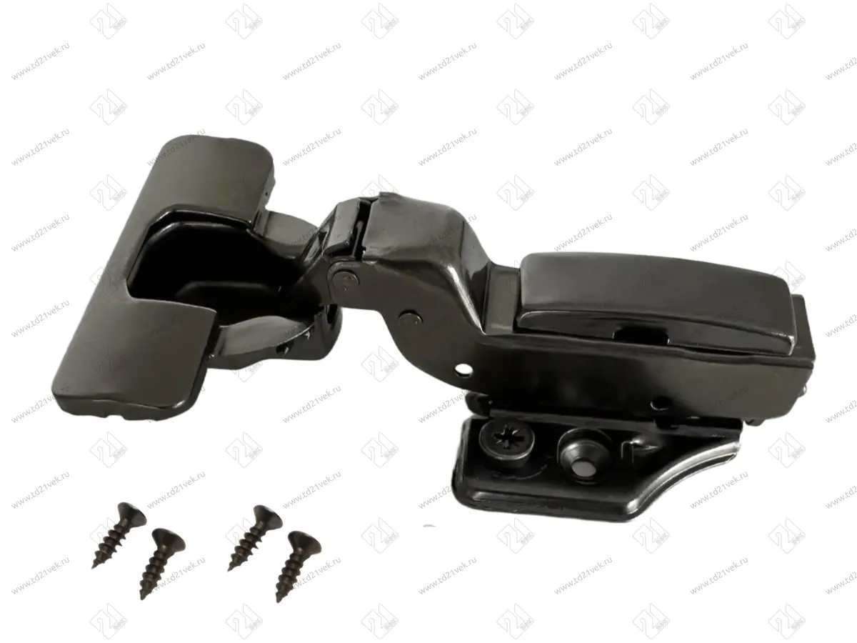 Петля вкладная 16мм (без пружины), 48мм, планка Н=2, 3D, CLIP-ON, 2 накладки+4 самореза, черный 1