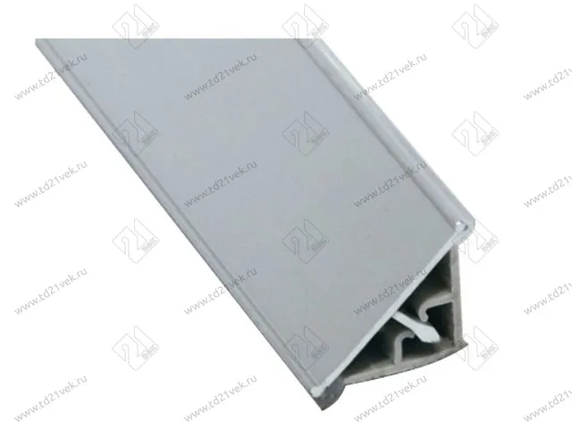 Плинтус кухонный алюминиевый, гладкий плоский Плато 3,05, серебро <1/40> 1