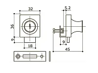 Замок №407(804) квадратный для одной стекл. двери <12/240>