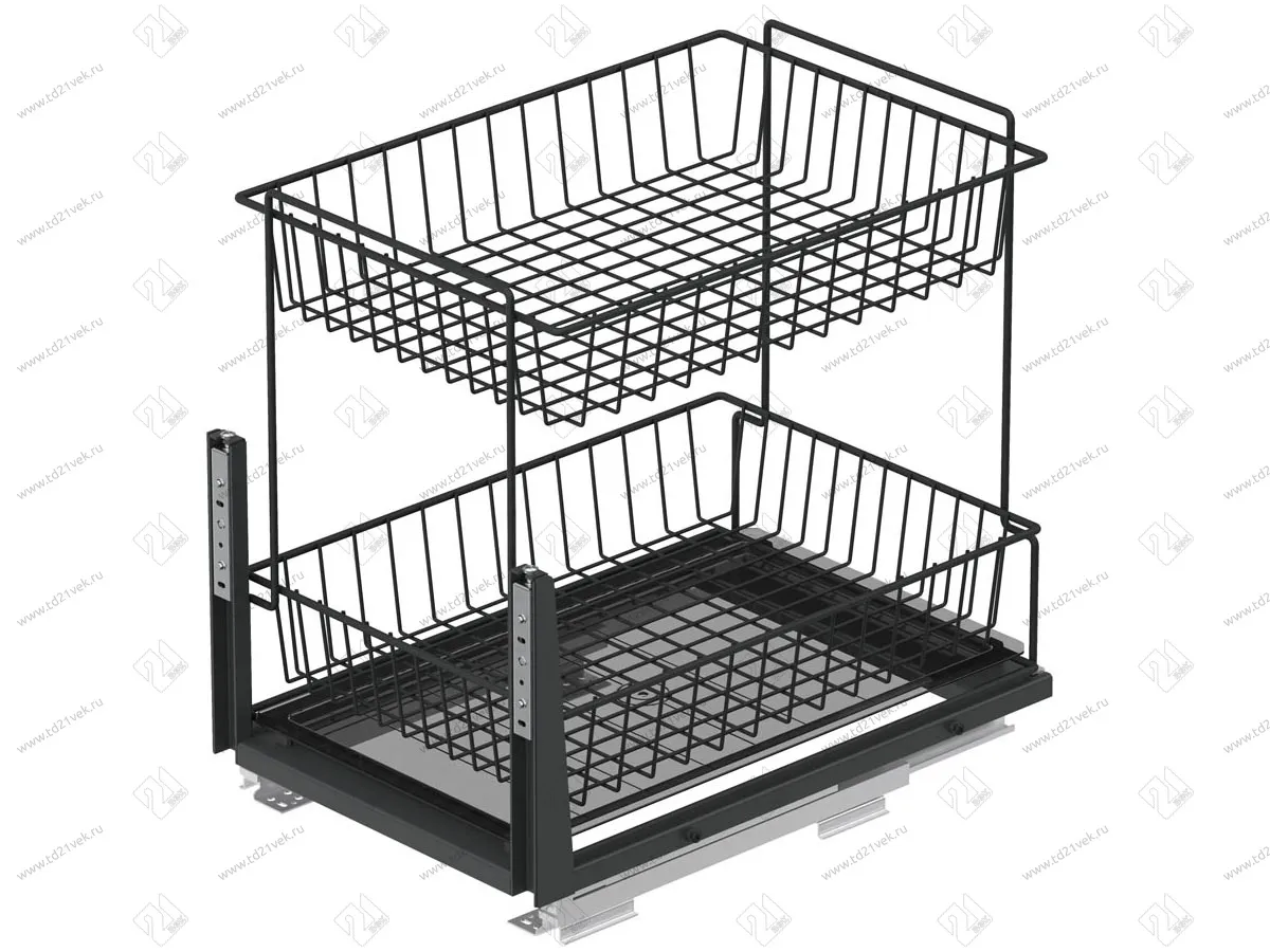 S-2194-A Выдвижная корзина Starax 2-х.ярусная,шир.400 (358х520х490) с доводчиком 2