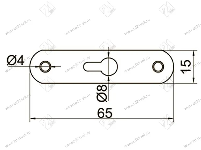 Подвес прямой 65х15 (2 шурупа прорезь посередине) покрытый 1,5 мм И (50/100) <1500> 2