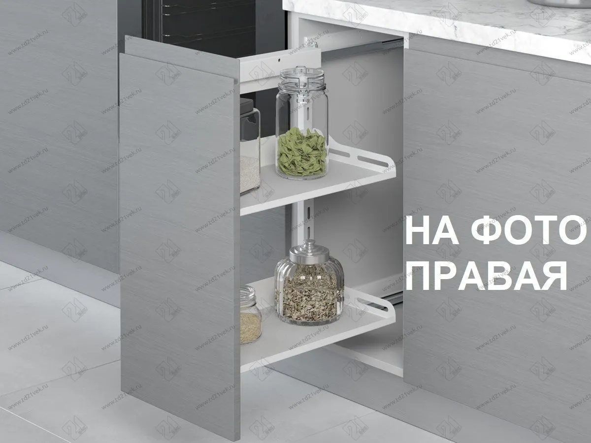 S-2792-US-W Бутылочница 350, Starax, 2-х ярусная, направляющие Blum Tandem, (305х470х635 мм), с доводчиком, полное выдвижение, правая, белая 1