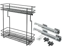 Бутылочница 200 правая (448х154х535мм) на скрытых направляющих с доводчиком, антрацит/ двухуровневая корзина