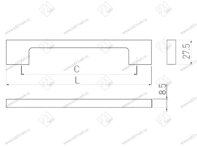 UZ-819160-20  Ручка UZ-819 L-160мм черный матовый <20> 2