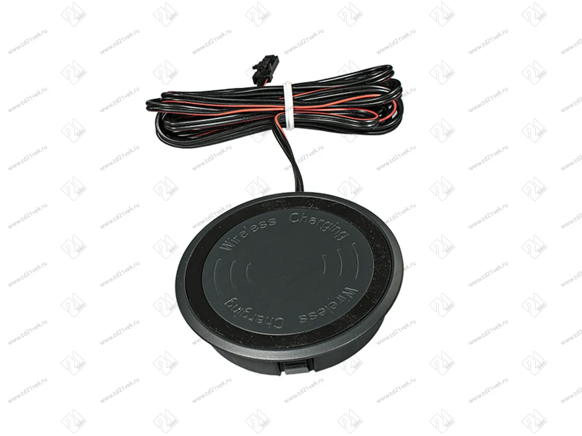 06.800.01.612 IP44 Источник питанния, быстрая беспроводная зарядка встраиваемая, D=70*16мм, черная, 12В, 2А, WPC стандарт V 1.2.4, провод 2*0.34мм2, 2м с конн. L813 1