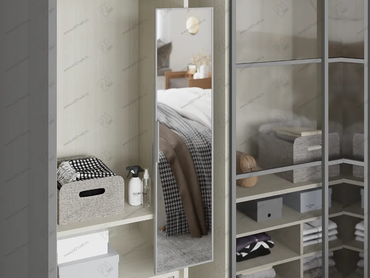 S-6612-G Выдвижное зеркало в шкаф в базу 160 мм, Starax, (120х340х1300 мм), серое 1