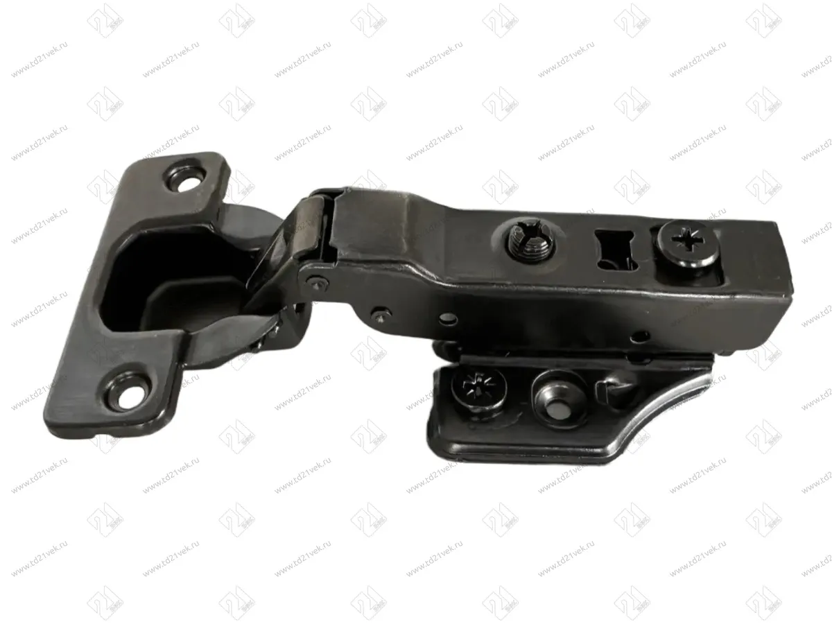 Петля полунакладная 8мм (без пружины), 48мм, планка Н=2, 3D, CLIP-ON, 2 накладки+4 самореза, черный 3