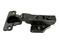 Петля полунакладная 8мм (без пружины), 48мм, планка Н=2, 3D, CLIP-ON, 2 накладки+4 самореза, черный