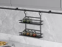 S-4125-A Полка для специй, Starax, деревянное дно, 2-х уровневая, узкая, (350х130х360 мм), антрацит