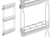 S-2917-C Выдвижная колонна в базу 150 мм, Starax, 3-х ярусная, (106х450х920 мм), левая