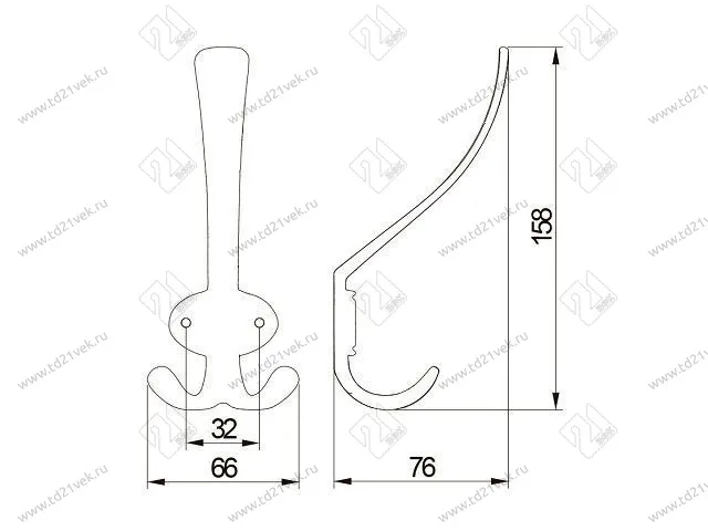 WZ-CORUNA-D-07  мебельный крючок CORUNA , большой , античное серебро <20> 2
