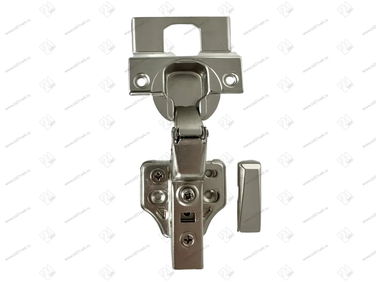 Петля вкладная 16мм (16-25мм) 48мм, рег.6-7мм, планка Н=2, 3D, CLIP-ON, 2 накладки+4 самореза, с доводчиком, никель 2