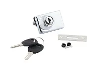 Замок №409 (805) для двойн. стекл. двери  с ключом и планкой, хром <12/240>