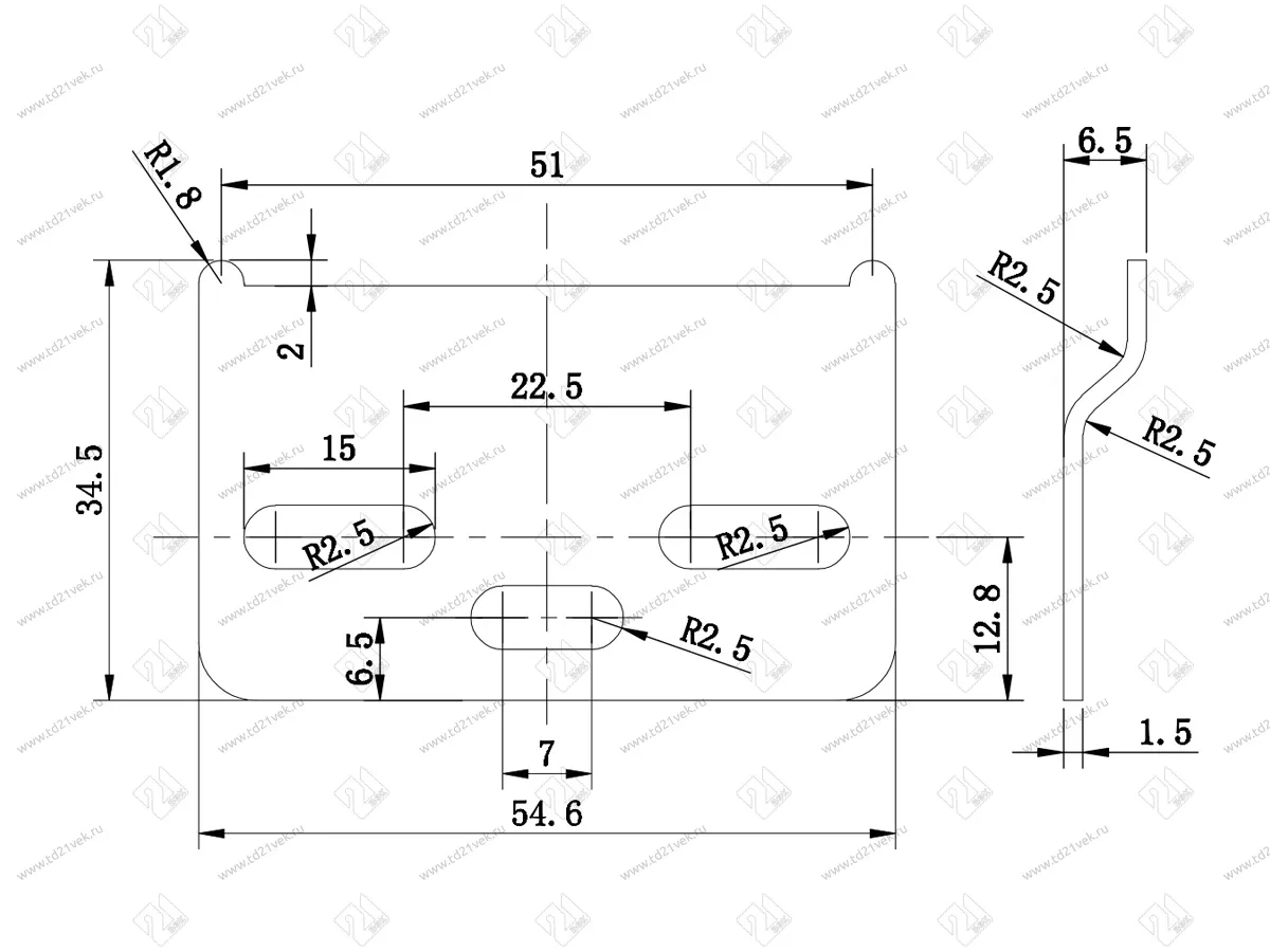 Планка для навесов L54,6*1,5*H34,5мм, сталь, цинк 2