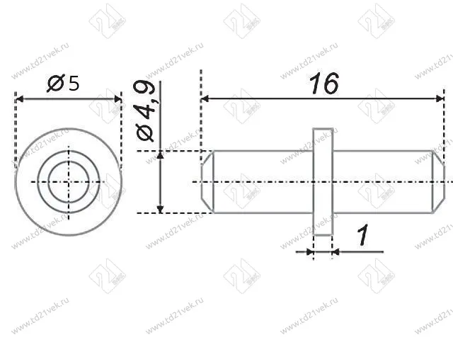 Полкодержатель типа штифт металл d=5 мм 2