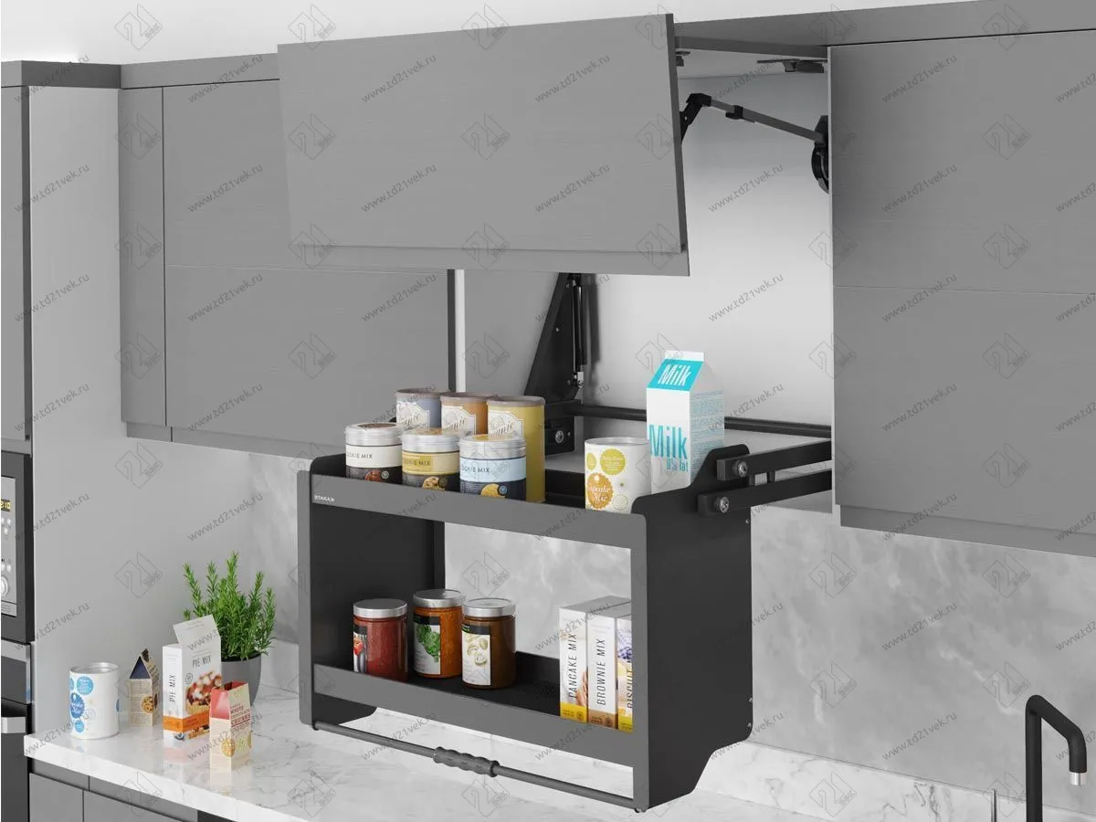 S-5193-A Выдвижная полка в базу 900 мм, Starax, (864x300x550 мм), антрацит 1