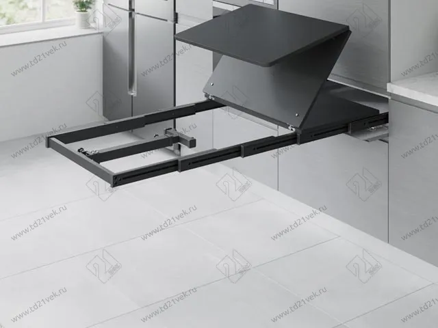 S-2145-A Механизм Starax для встраиваемой столешницы в три сложения с ножкой, шир.600 (564х510х125 мм), антрацит 3