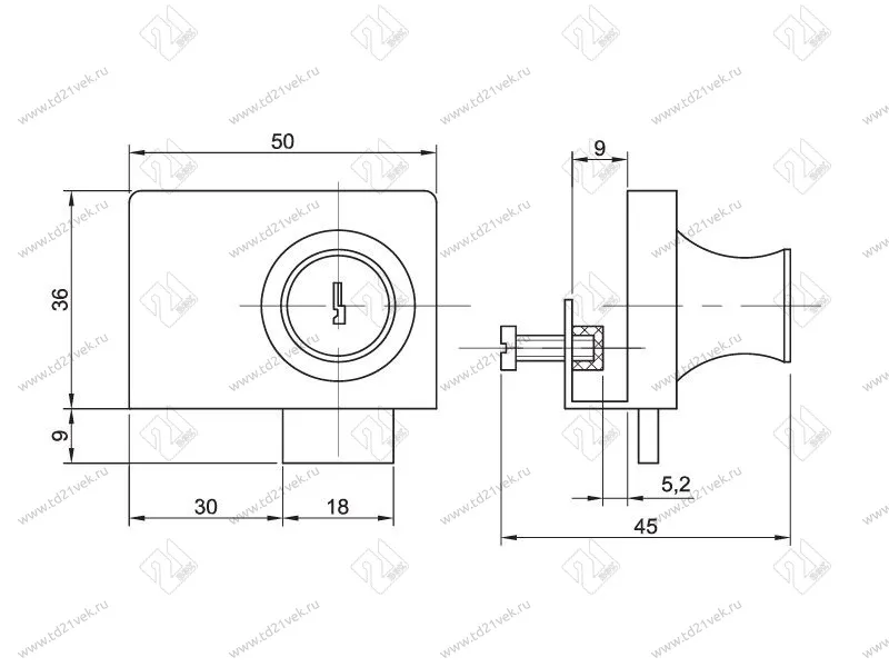 Замок №409 (805) для двойн. стекл. двери  с ключом и планкой, хром <12/240> 2