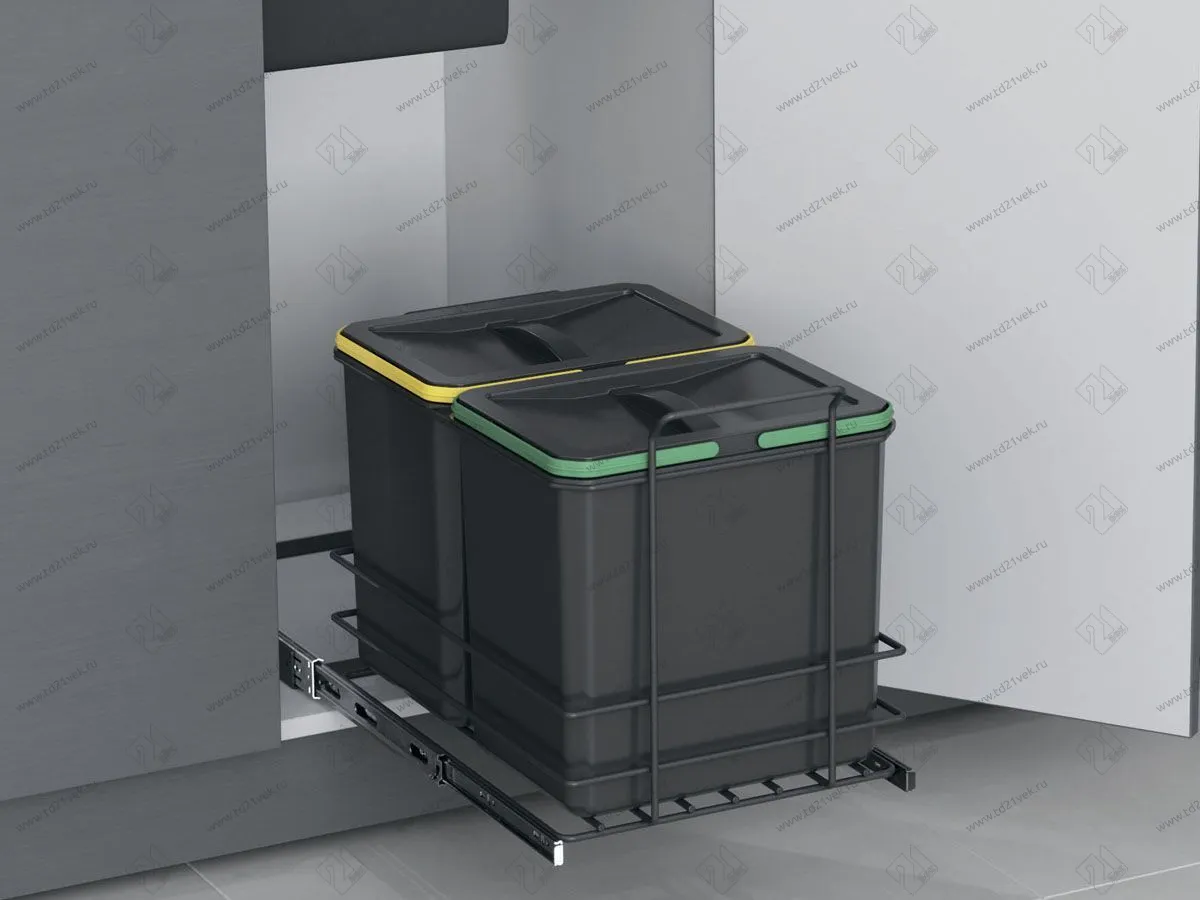 S-2579-A Мусорное ведро Starax 16+16л. шир. 400 (340x485x385) пластик <1> 1