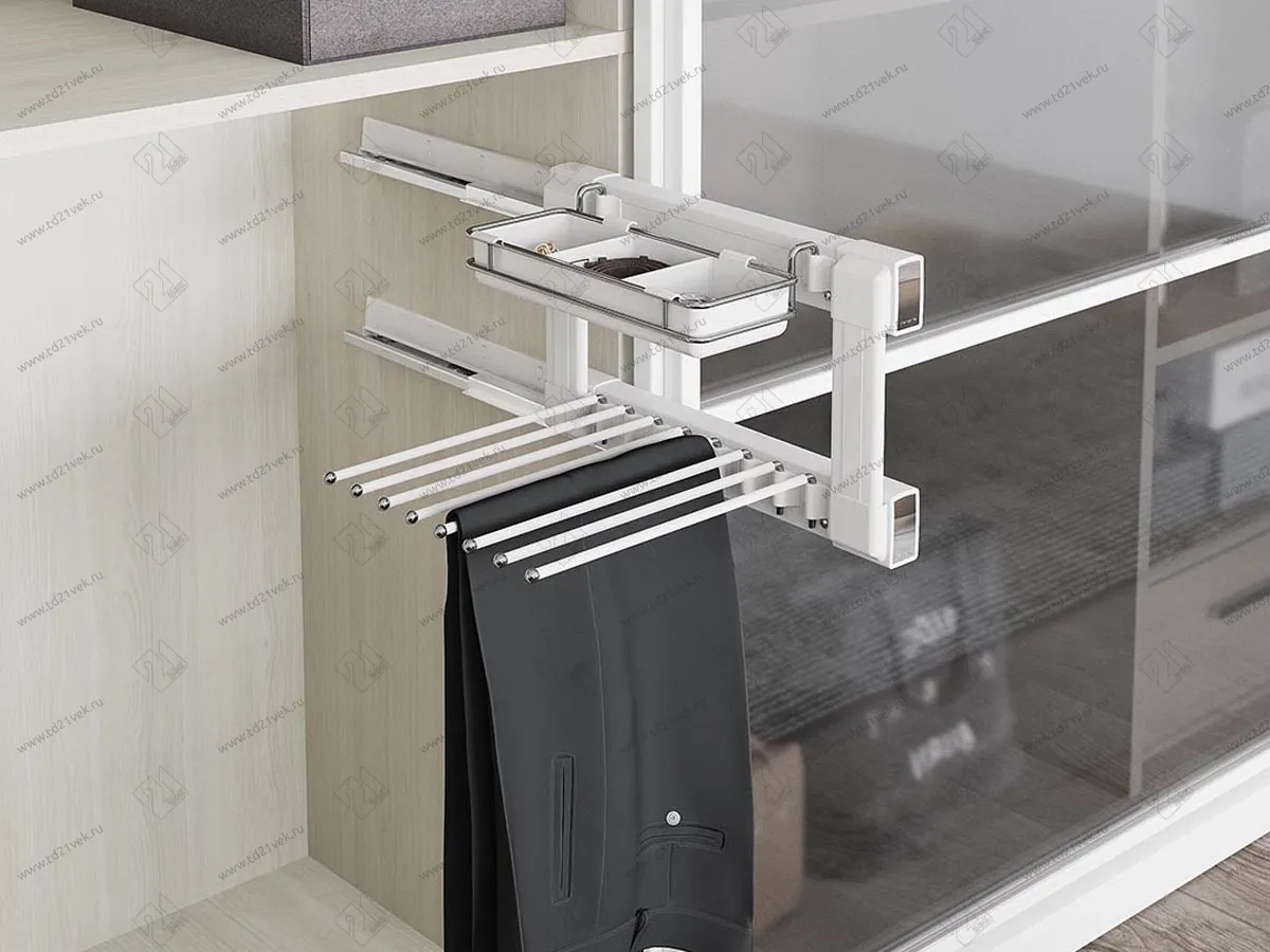 S-6725-W Брючница с органайзером для аксессуаров, Starax, (400х475х290 мм), правая, белая 1