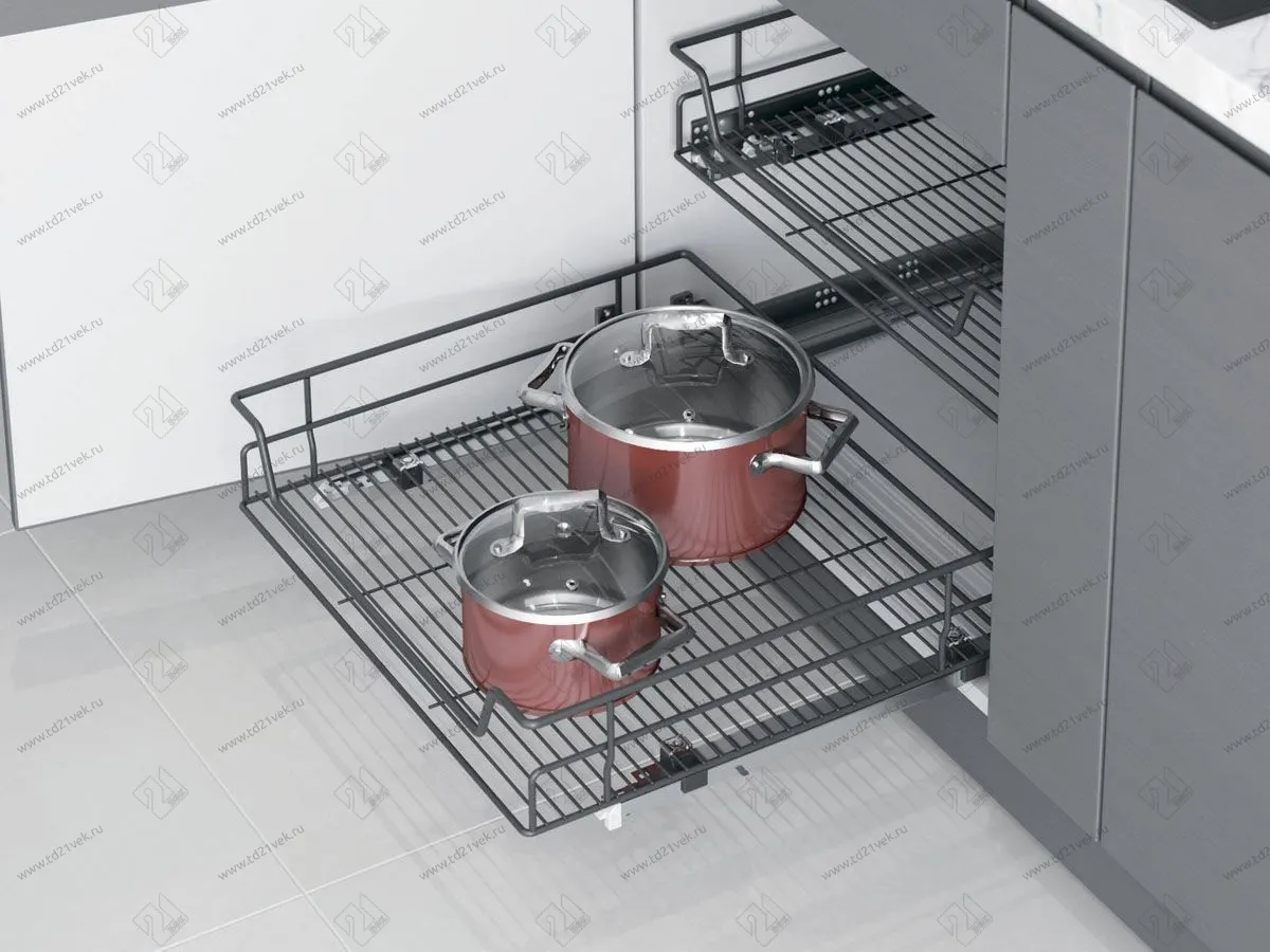 S-2332-A Выдвижная корзина на распашной фасад в базу 400 мм, Starax, направляющие Blum Tandem, (310-330х482х145 мм), антрацит 1