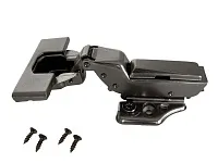 Петля вкладная 16мм (16-25мм) 48мм, рег.6-7мм, планка Н=2, 3D, CLIP-ON, 2 накладки+4 самореза, с доводчиком, титан