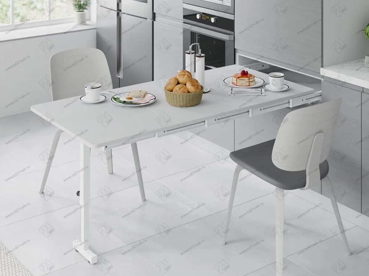 S-2145-W Механизм Starax для встраиваемой столешницы в три сложения с ножкой, шир.600 (564х510х125 мм), белый 1