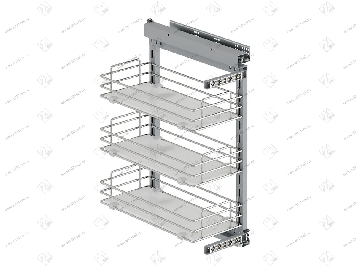 S-2797-C Бутылочница 400, Starax, 3-х ярусная, направляющие Blum Tandem, (355х470х635 мм), с доводчиком, полное выдвижение, левая 2