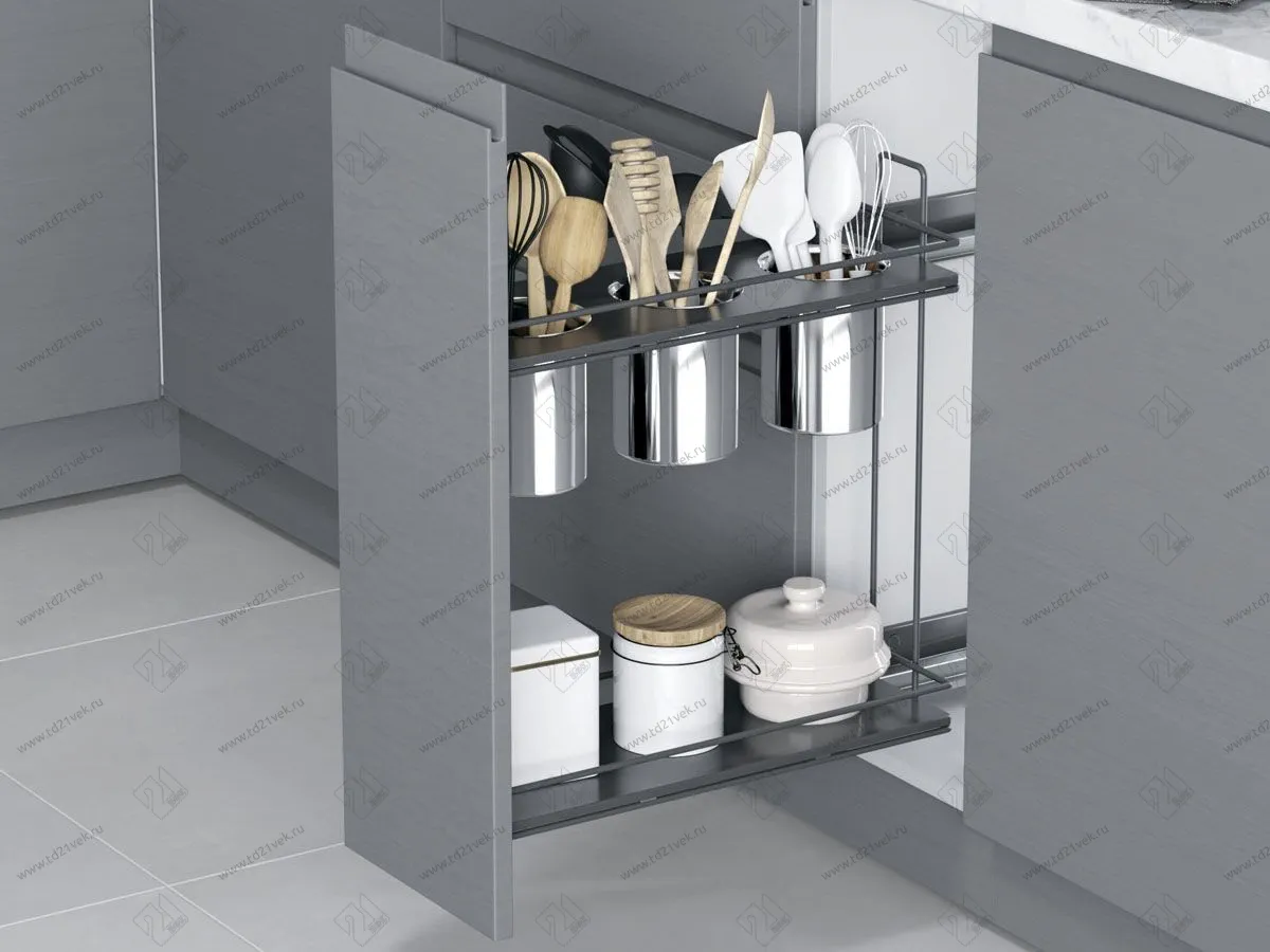 S-2651-A Бутылочница для столовых приборов, Starax, 2-х ярусная, (205х475х420 мм), антрацит, левая 1