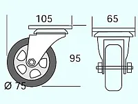 Опора колесная 381 нагрузка - 50 кг d=75, h=98 <100>