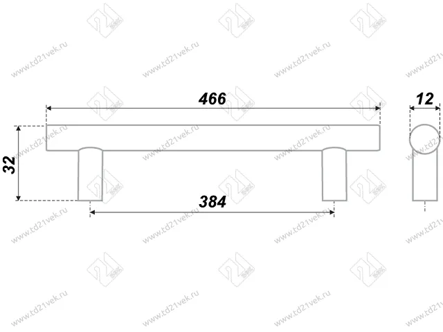 RR002CP.5/384 Ручка-рейлинг 384 мм хром <10> 2