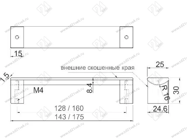 UA-ARS128-20 Ручка ARES L-128, алюминий, черный <20> 2