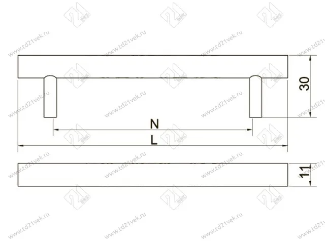 Ручка-рейлинг Оскар 14.341-11*160 (алюминий)  <100> 2