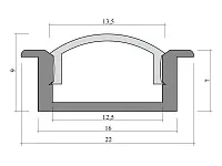 19.143.36.294 Профиль алюминиевый КСС 2207 врезной  L=2000мм