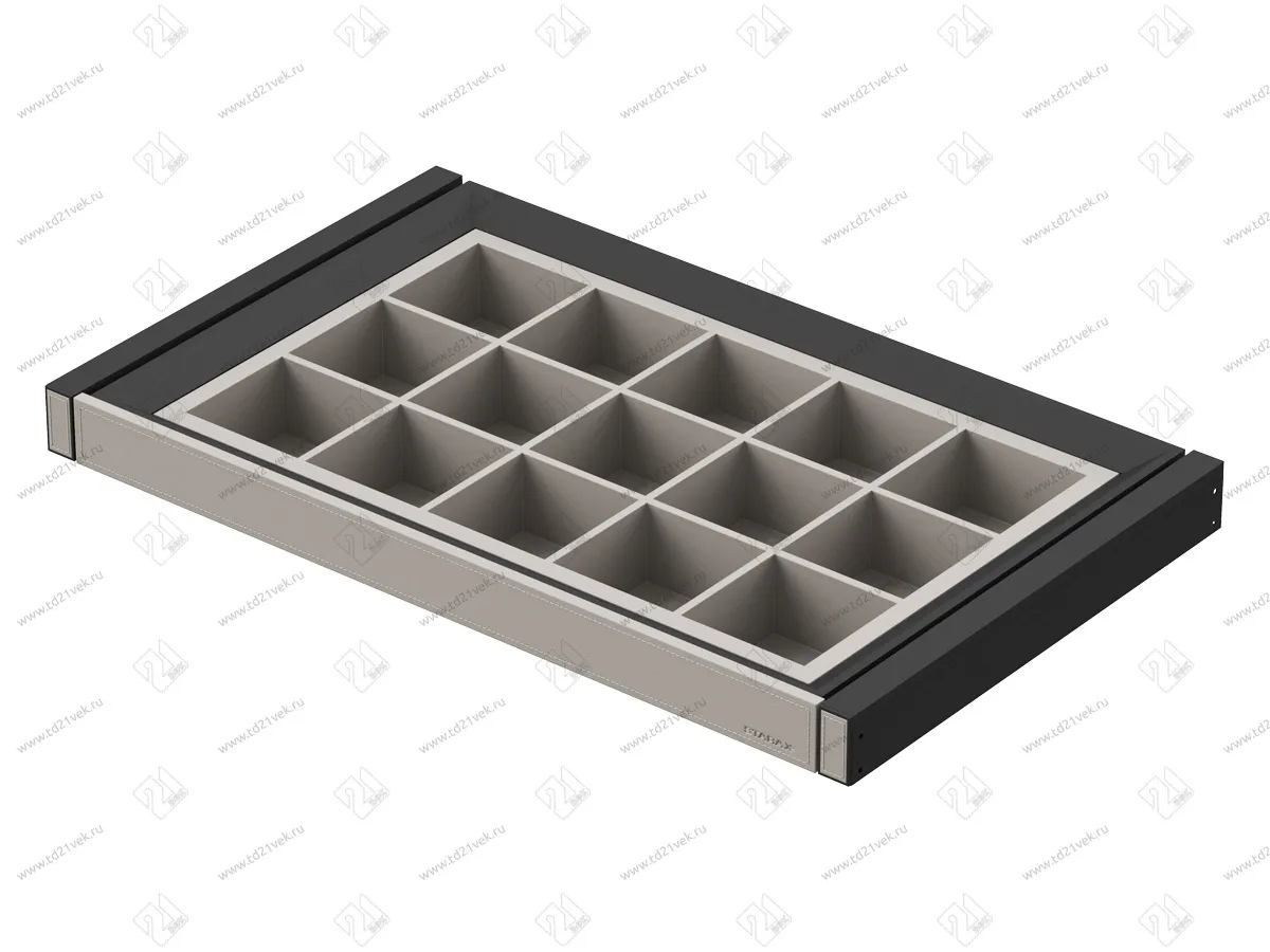 S-6420-A Ящик для аксессуаров в базу 600 мм, экокожа, Starax (564x470x95 мм), антрацит 2