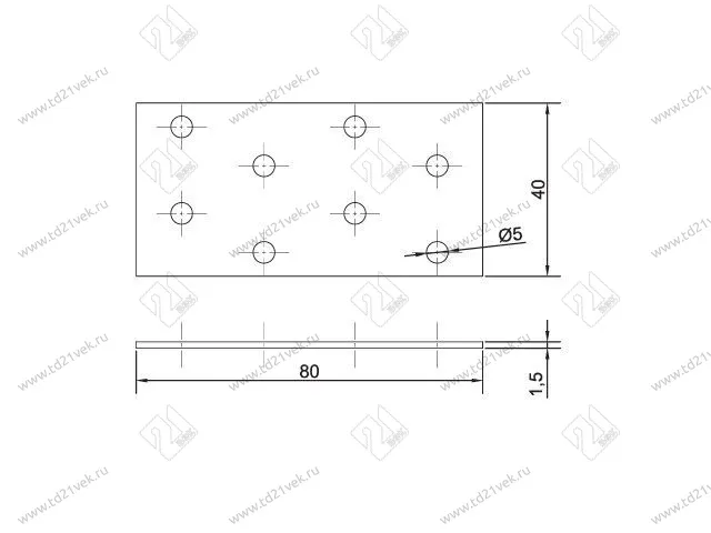 Пластина крепёжная  80*40*1.5, цинк <200> 2