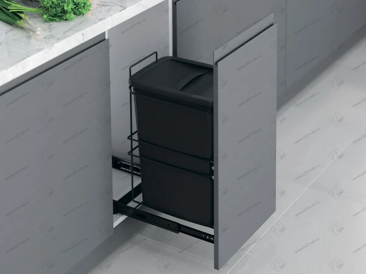 S-2591-A Мусорное ведро в базу 300 мм, Starax, 35 л, (263x475x525 мм), пластик, антрацит 1